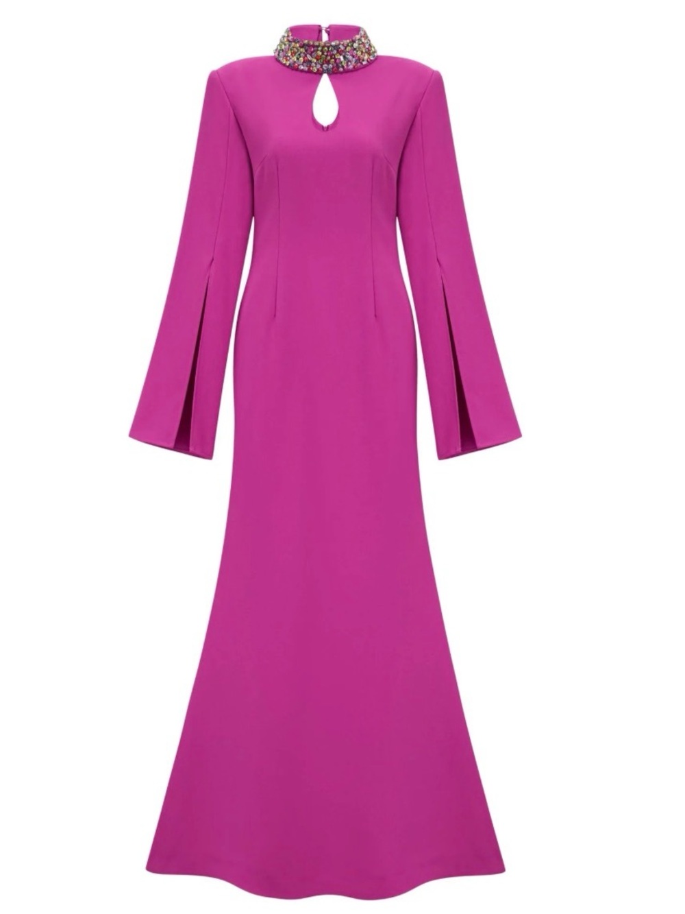 Jeweled Collar Magenta Maxi Dress